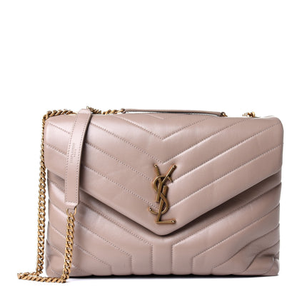 Saint Laurent Calfskin Y Quilted Monogram Medium Loulou Chain Satchel Dusty Grey 1 of 6