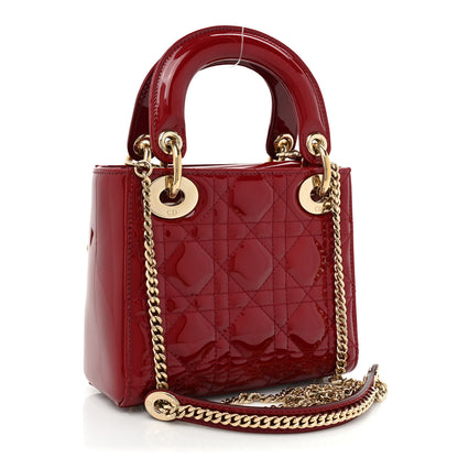 Christian Dior Patent Cannage Mini Lady Dior Red 3 of 14