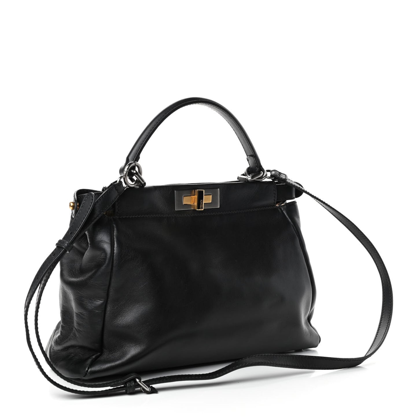Calfskin Calf Hair Leopard Print Medium Peekaboo Iconic Satchel Black