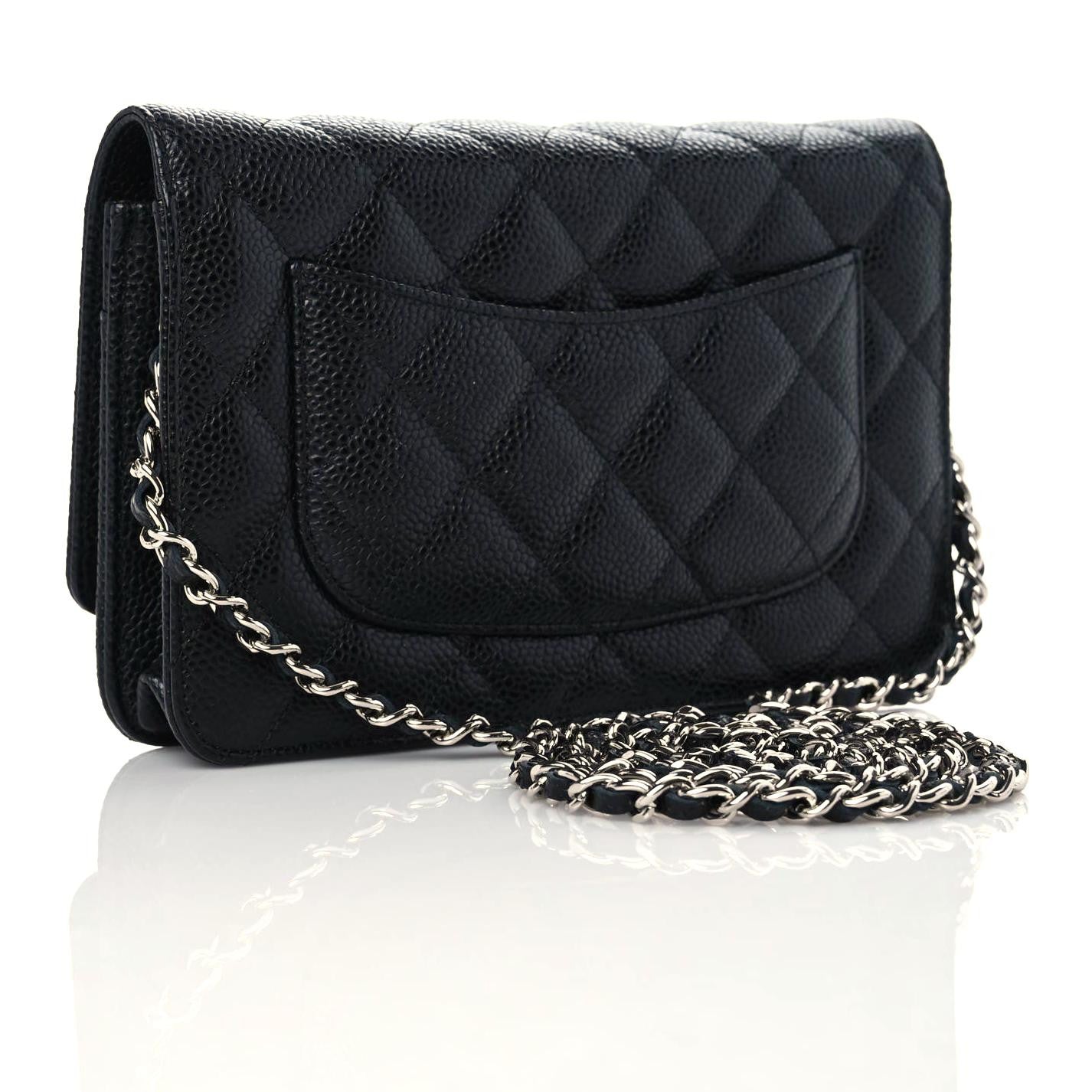 Caviar Quilted Wallet On Chain WOC Black