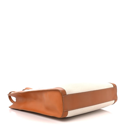 Celine Canvas Calfskin Logo Print Small Vertical Cabas Natural Tan 4 of 15