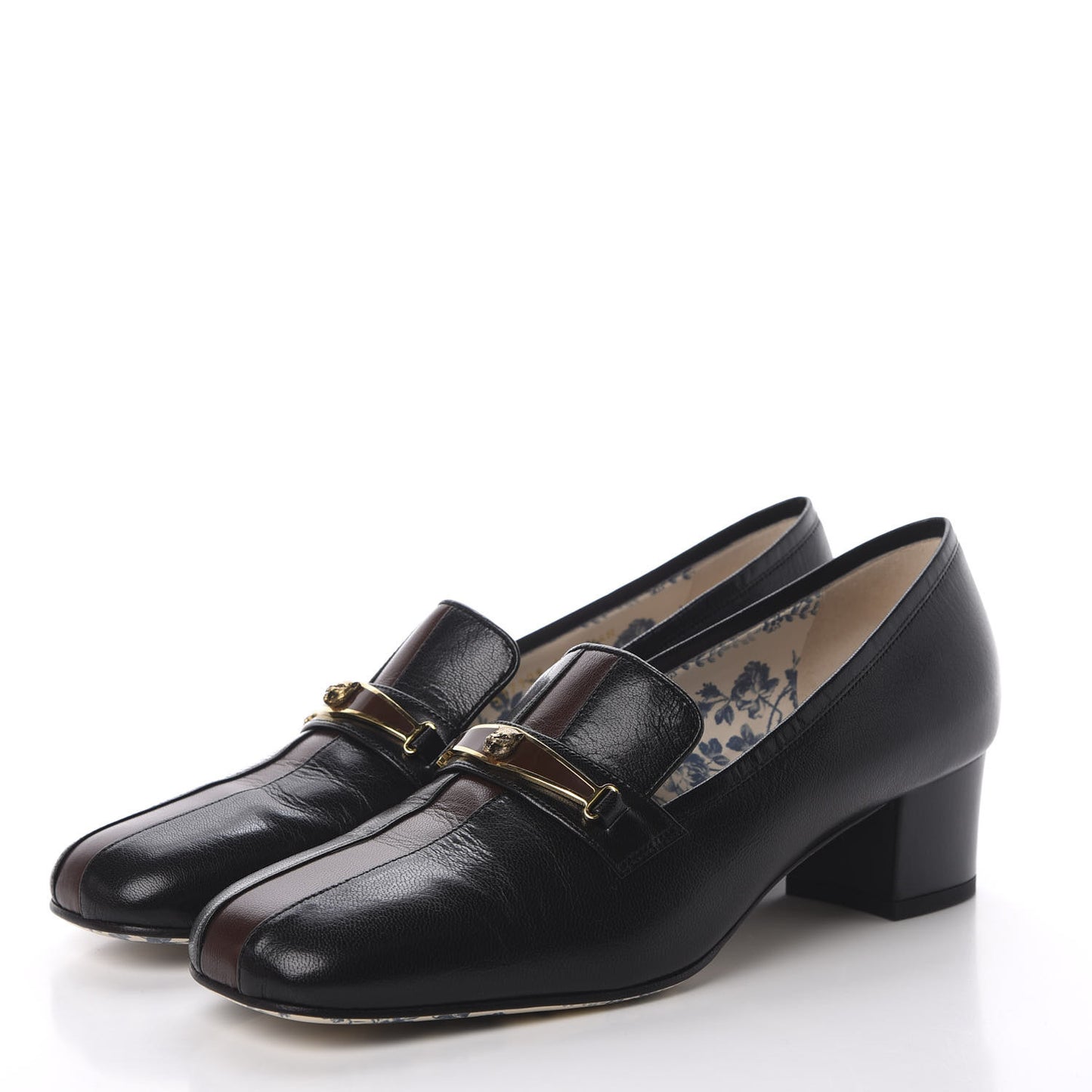 Goatskin Feline Ginger Loafer Pumps 40.5 Black Light Brown