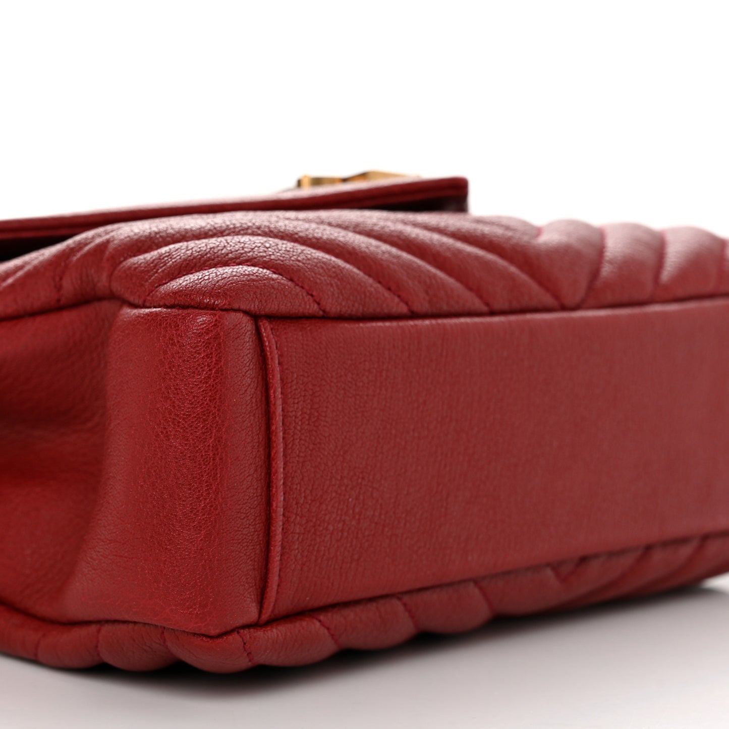 Sheepskin Matelasse Chevron Monogram Medium College Bag Opyum Red