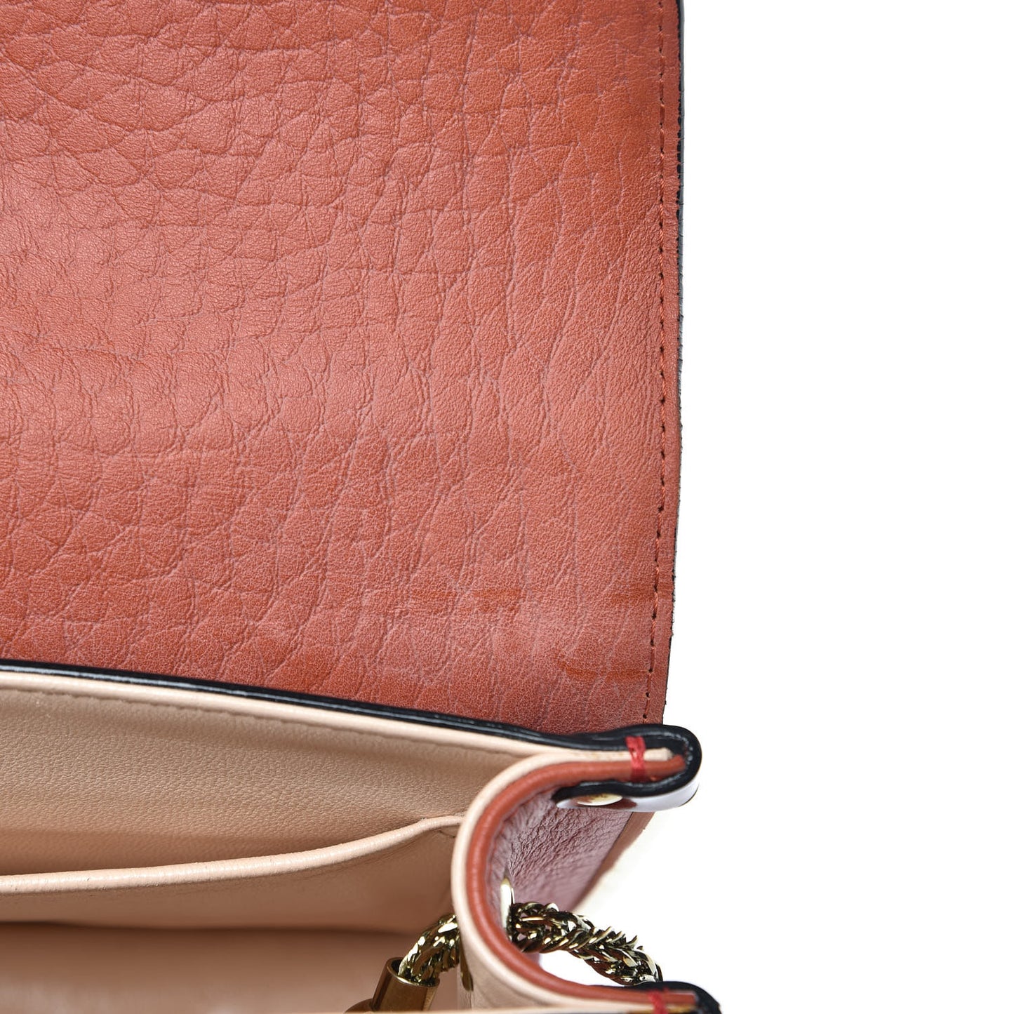 Patent Calfskin Small Sally Flap Bag Copper Red