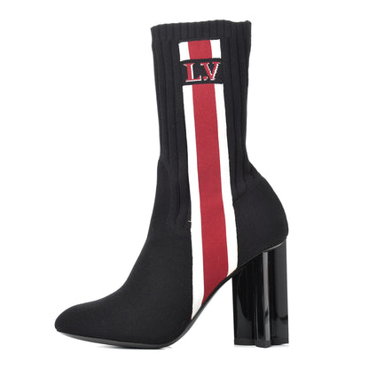 Louis Vuitton Stretch Fabric Silhouette Stripe Ankle Boots 36 Black 1 of 9