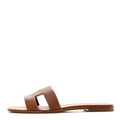 Hermes Box Calfskin Oran Sandals 42 Gold 1 of 8