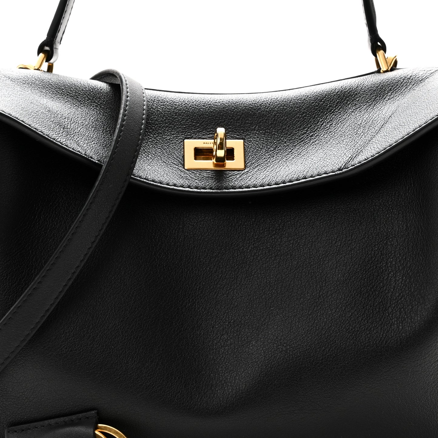 Natural Smooth Calfskin Small Rodeo Top Handle Handbag Black