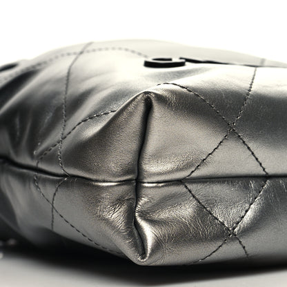 Chanel Metallic Shaded Calfskin Quilted Mini Chanel 22 Black Silver 9 of 11