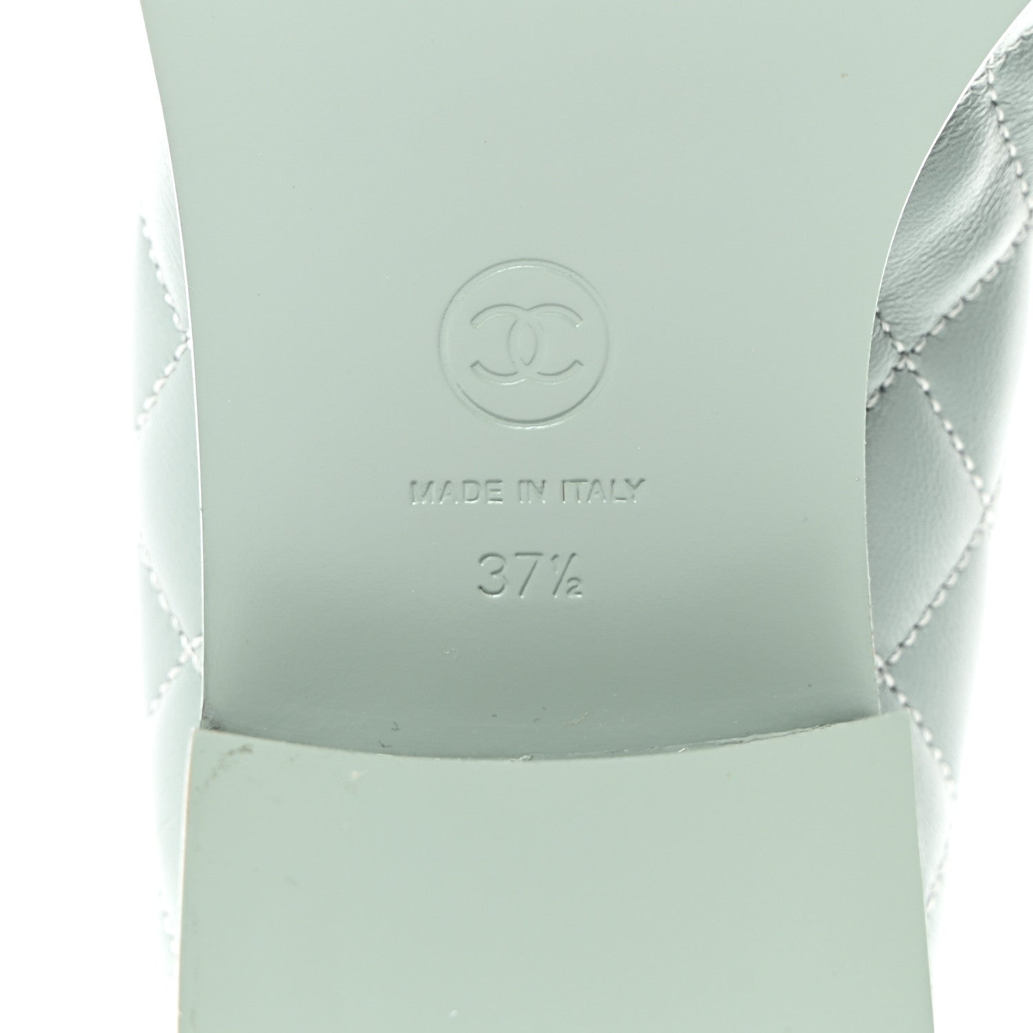 Chanel Lambskin Quilted CC Heart Loafers 37.5 Light Blue 8 of 9