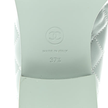 Chanel Lambskin Quilted CC Heart Loafers 37.5 Light Blue 8 of 9