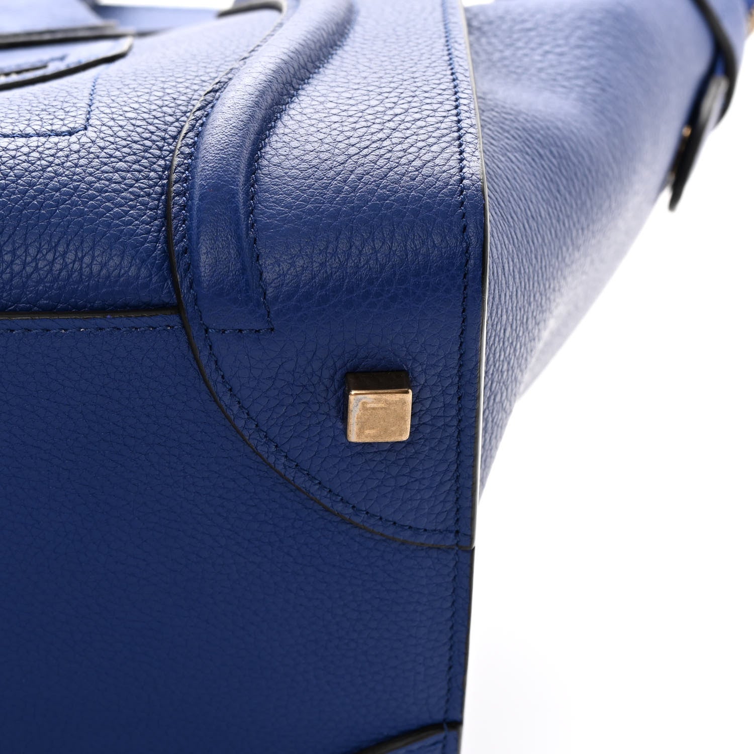 Celine Drummed Calfskin Mini Luggage Indigo 14 of 15