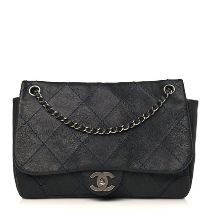 Chanel Caviar Outdoor Ligne Flap Navy 1 of 10