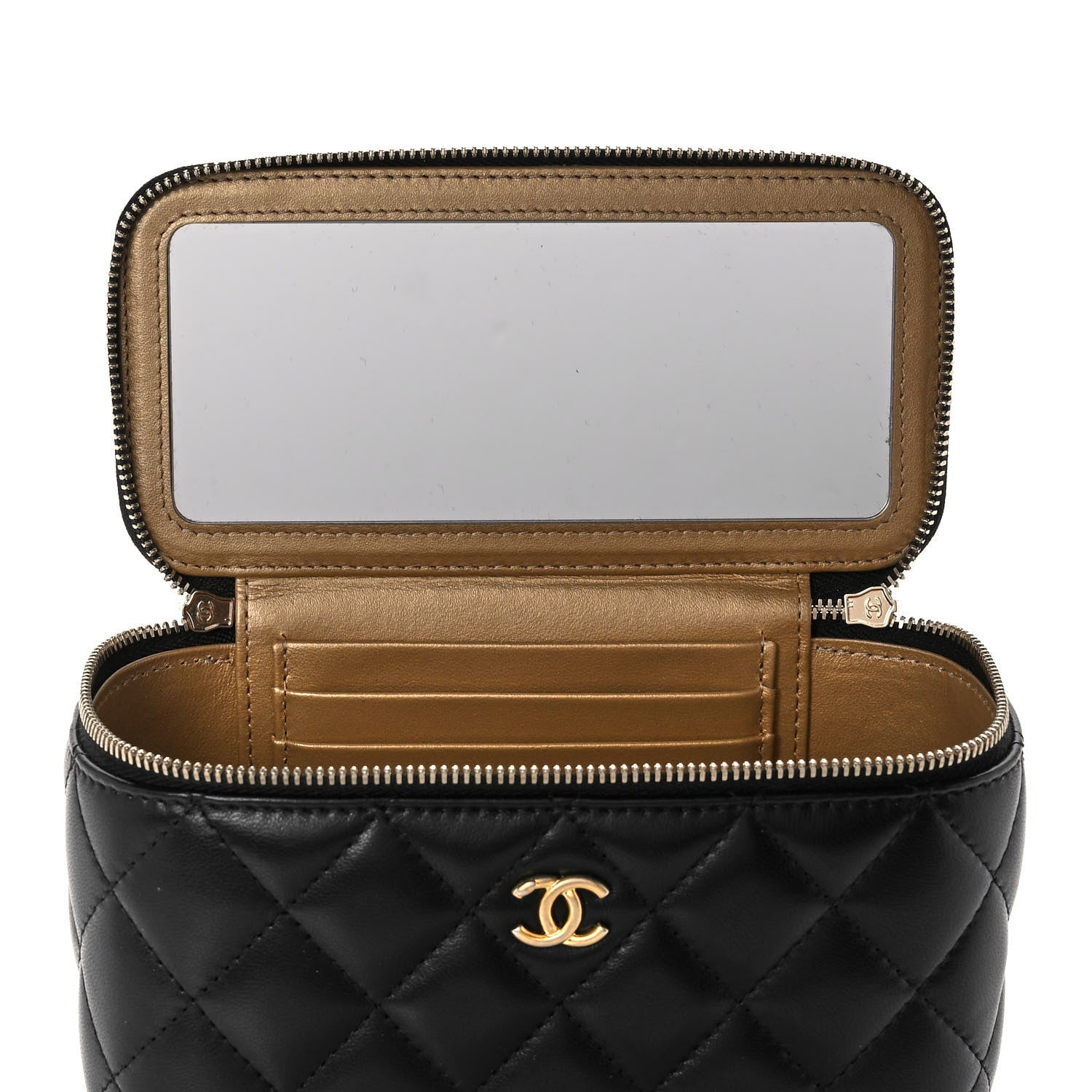 Chanel Lambskin Quilted Small Pearl Crush Vanity Case With Chain Black 6 of 12