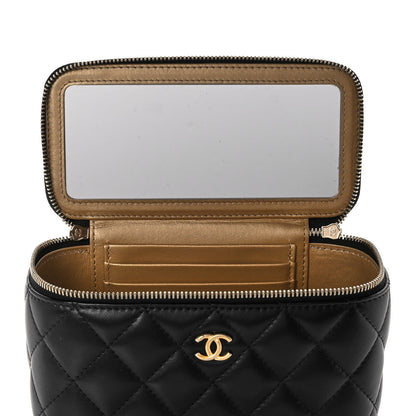 Chanel Lambskin Quilted Small Pearl Crush Vanity Case With Chain Black 6 of 12