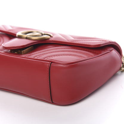 Gucci Calfskin Matelasse Mini GG Marmont Shoulder Bag Hibiscus Red 8 of 9