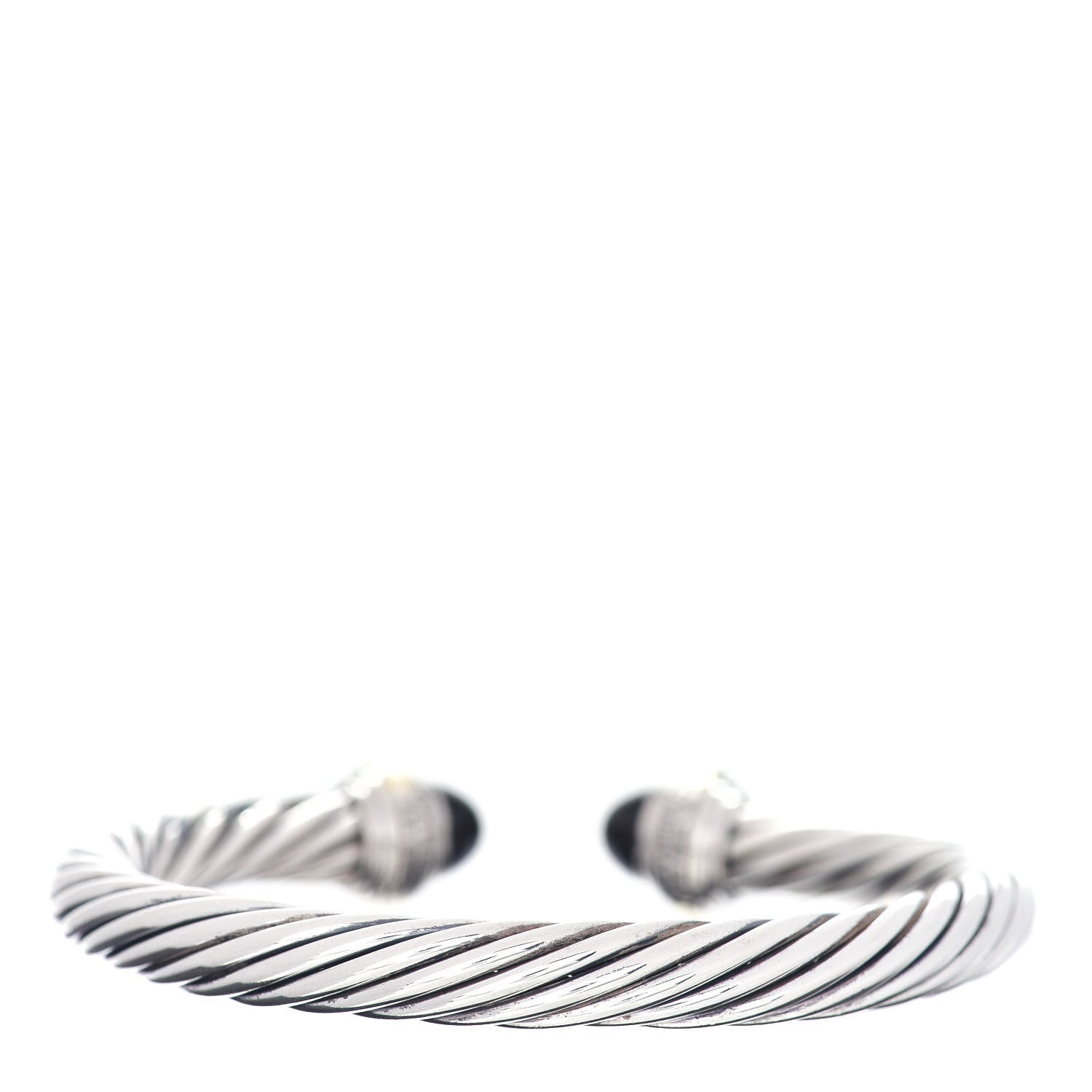 David Yurman Sterling Silver 14K Yellow Gold Black Onyx 7mm Cable Classics Bracelet 3 of 4