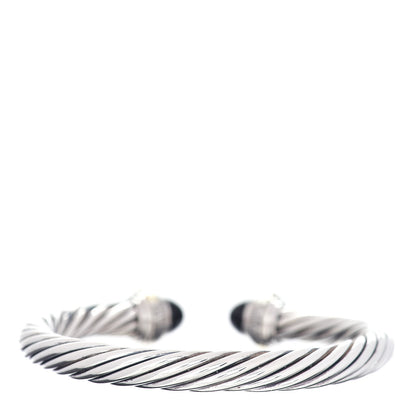 David Yurman Sterling Silver 14K Yellow Gold Black Onyx 7mm Cable Classics Bracelet 3 of 4