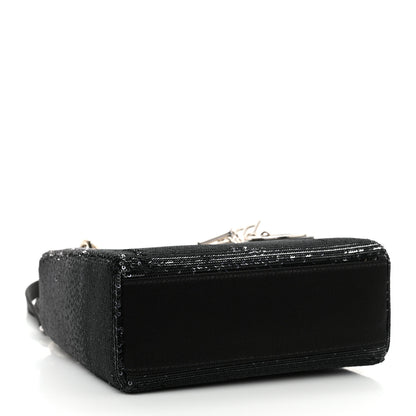 Christian Dior Satin Sequin Gradient Mini Lady Dior Black Silver 4 of 12