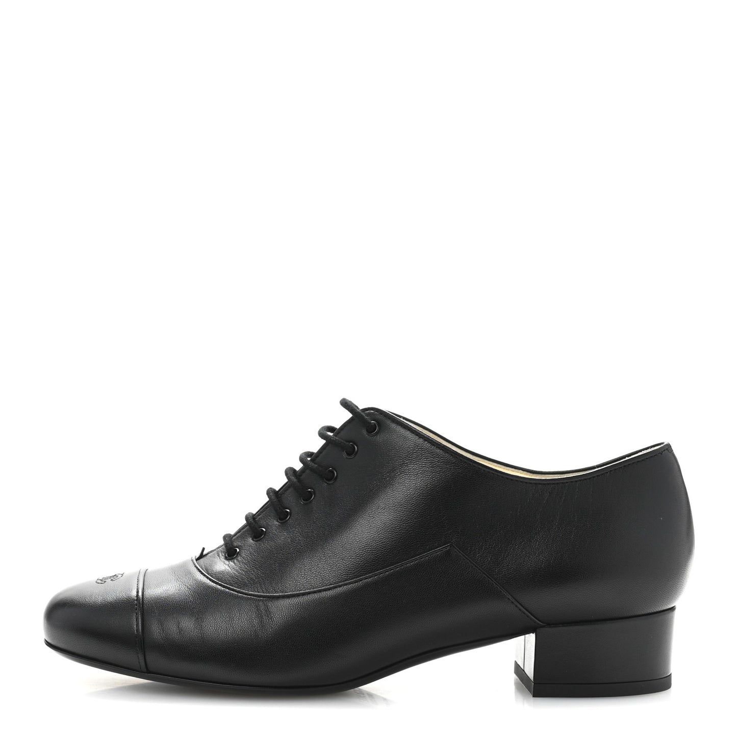 Smooth Lambskin Lace Up Shoes 39 Black