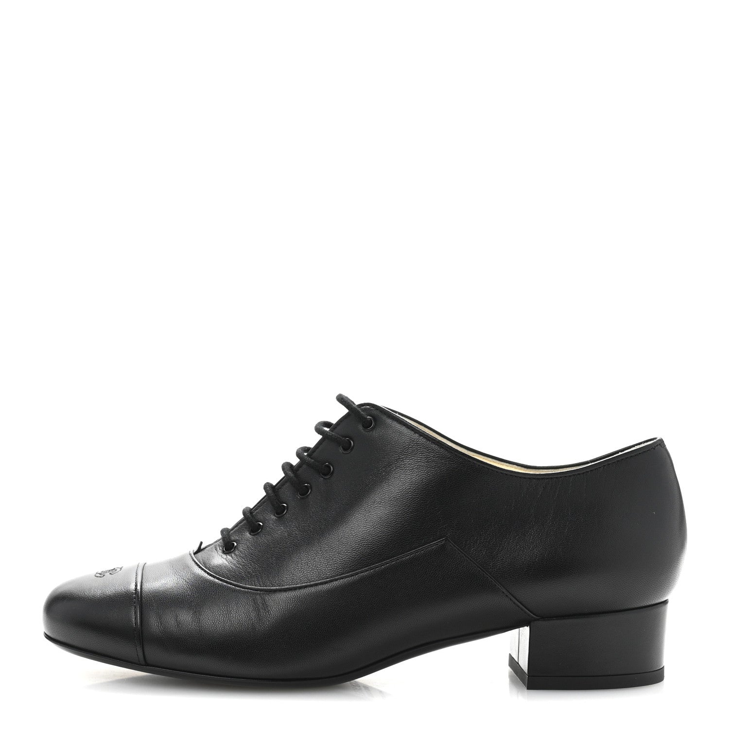 Chanel Smooth Lambskin Lace Up Shoes 39 Black 1 of 9