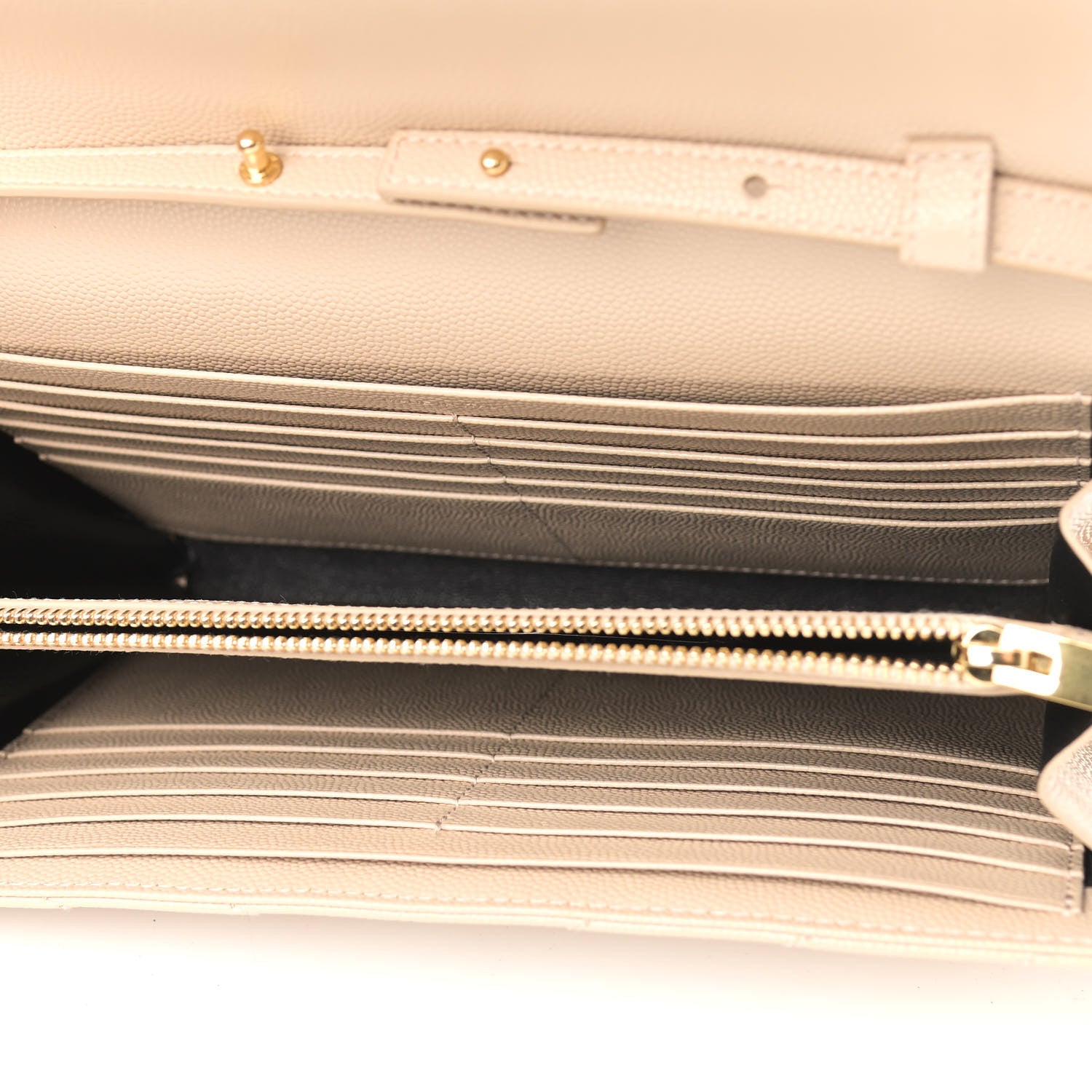 Saint Laurent Grain De Poudre Matelasse Chevron Monogram Chain Wallet Nude Powder 5 of 9