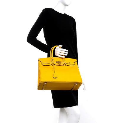 Hermes Epsom Horseshoe Birkin 35 Jaune 2 of 44