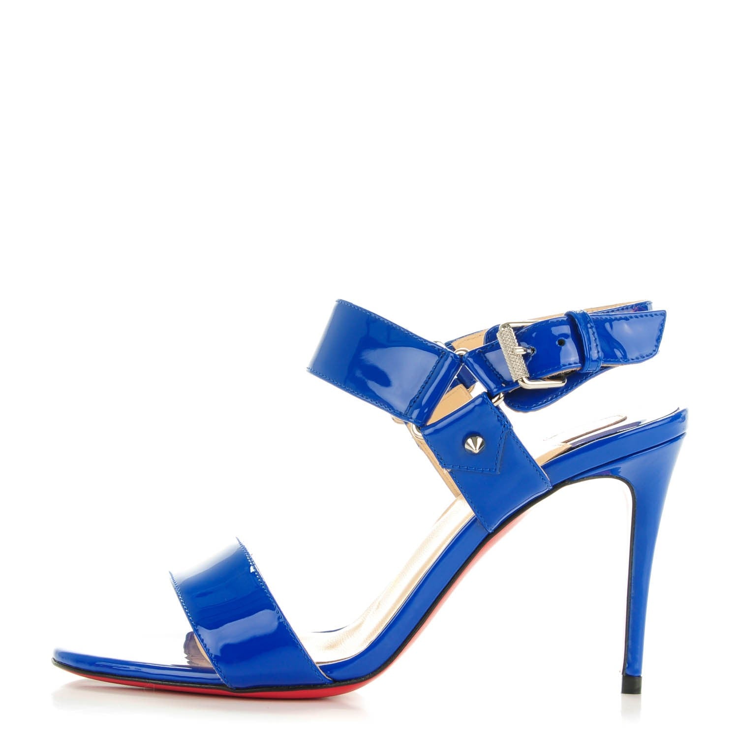 Christian Louboutin Patent Sova Heel 85 Sandals 35.5 Electric 1 of 7
