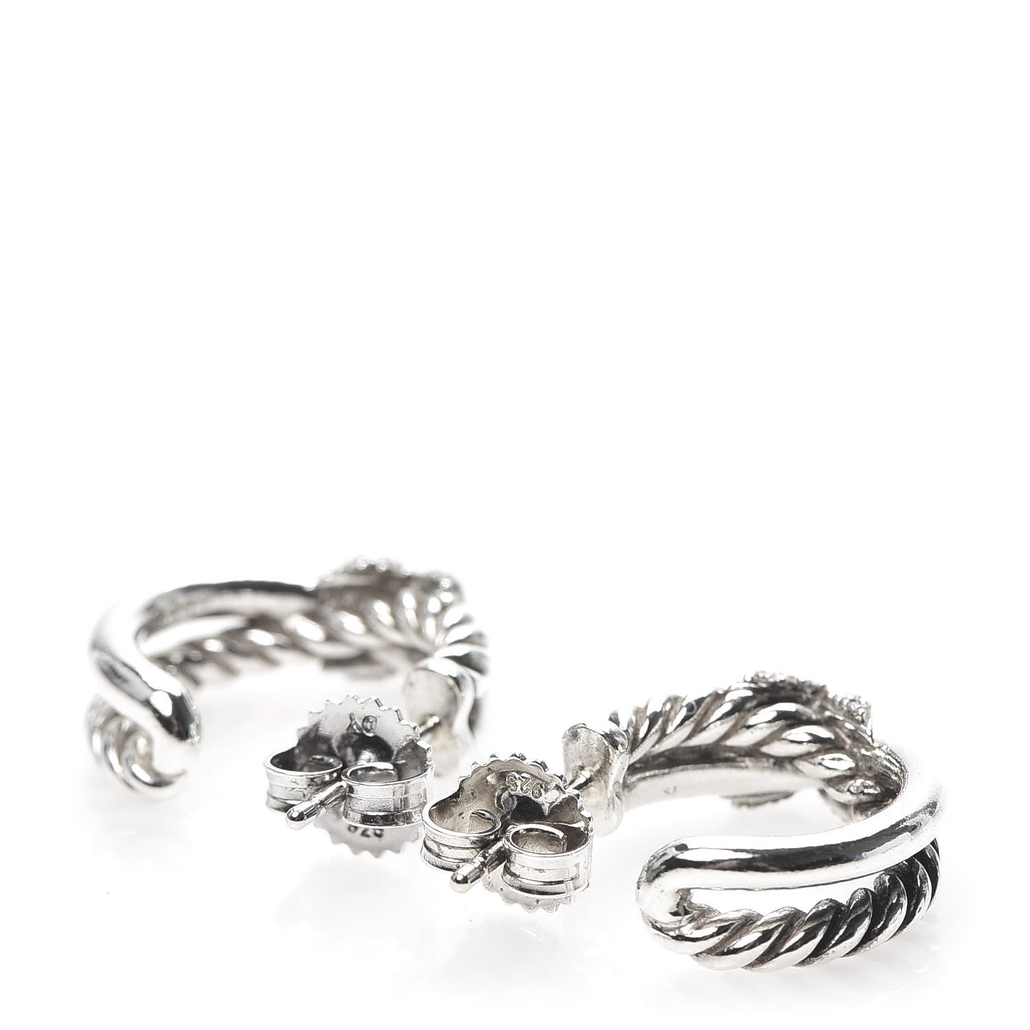 David Yurman Sterling Silver Diamond Petite Crossover X Earrings 4 of 4