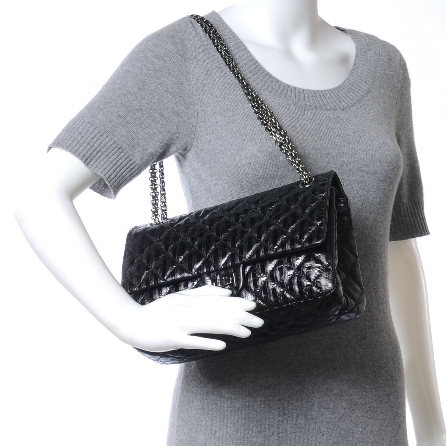 Chanel Metallic Striped 2.55 Reissue 226 Flap Black 2 of 7