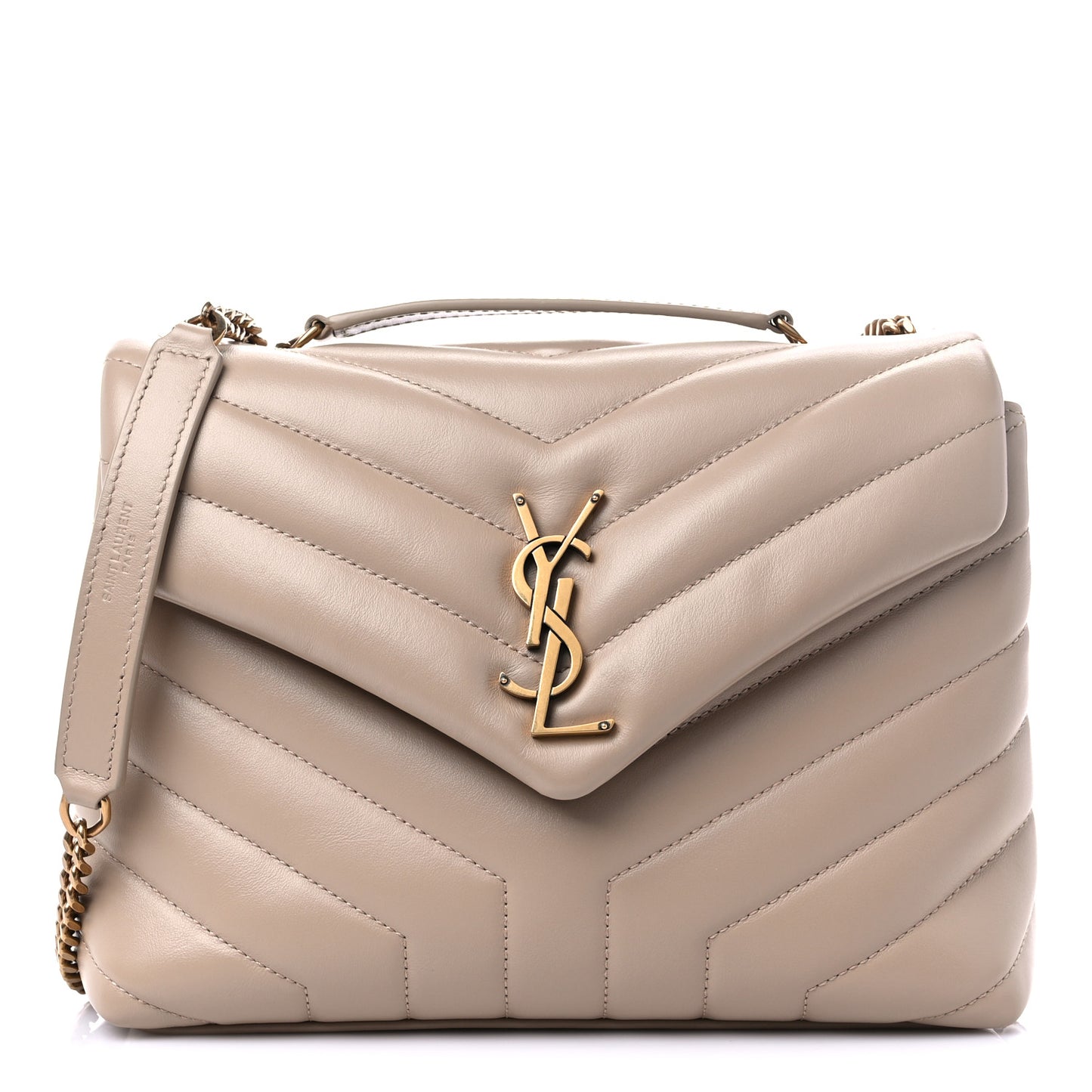 Calfskin Y Quilted Monogram Small Loulou Chain Satchel Dark Beige