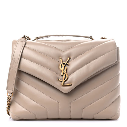 Saint Laurent Calfskin Y Quilted Monogram Small Loulou Chain Satchel Dark Beige 1 of 9