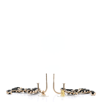 Chanel Satin CC Drop Earrings Black Gold 3 of 4
