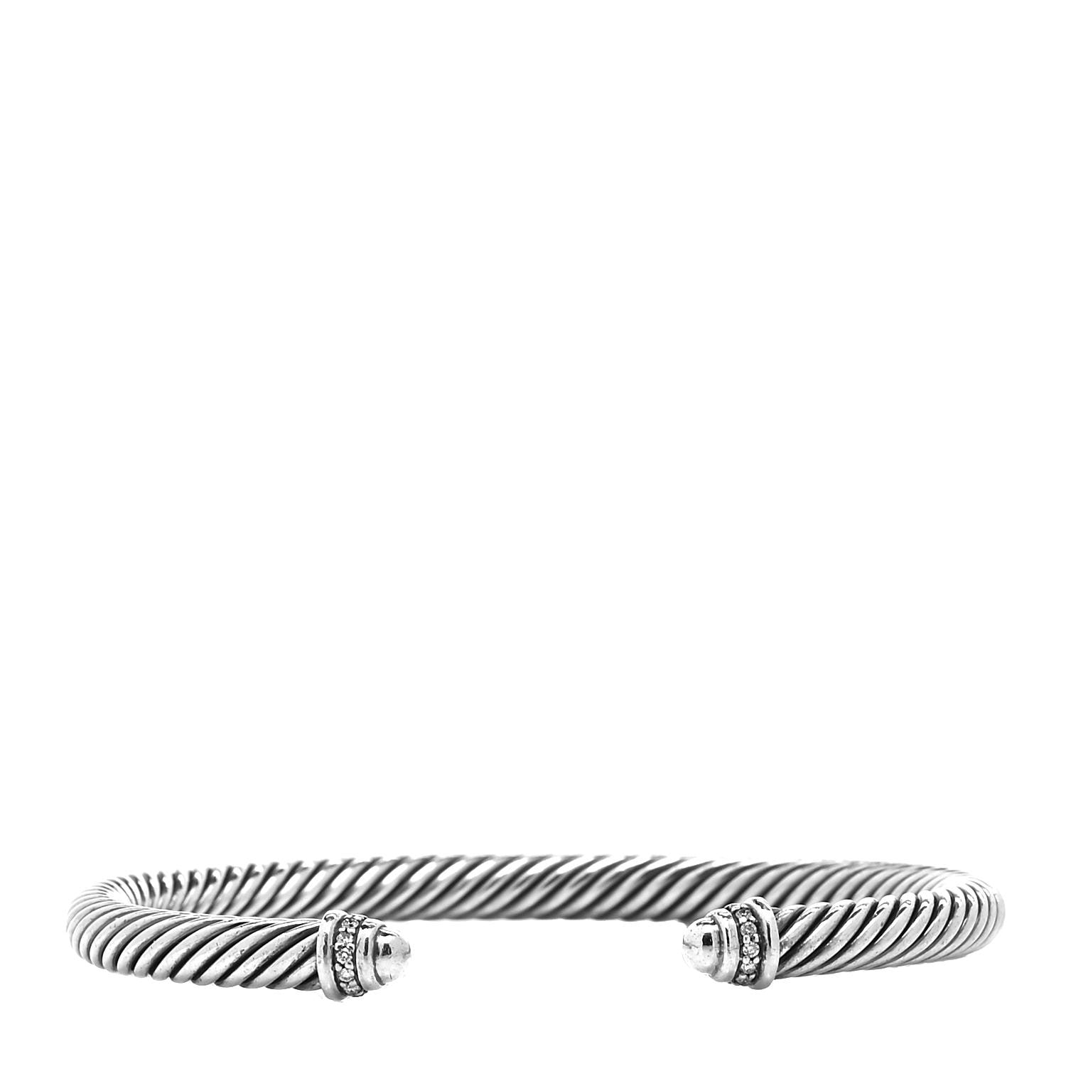 David Yurman Sterling Silver Diamond 5mm Cable Classics Dome Bracelet 1 of 4