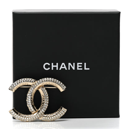 Chanel Metal Crystal Baguette CC Brooch Gold 5 of 5