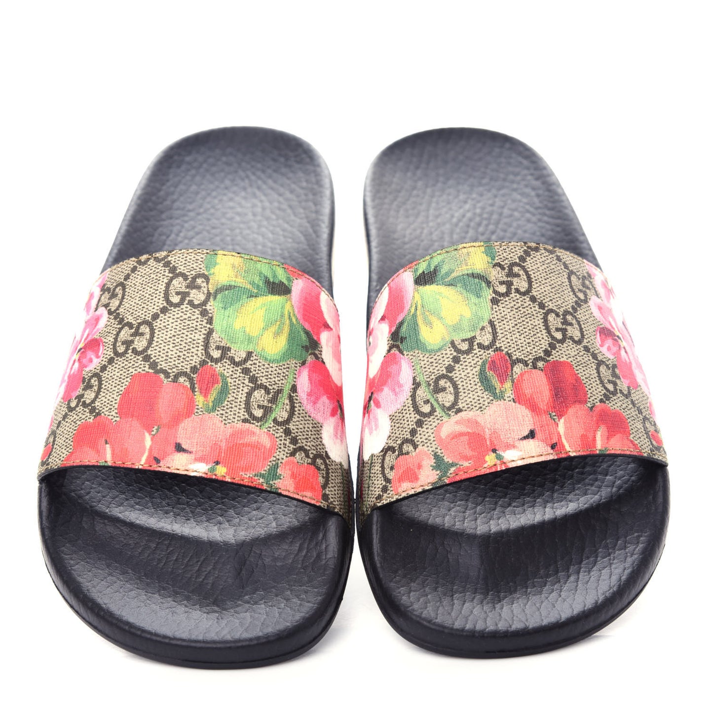 GG Supreme Monogram Blooms Slide Sandals 36 Beige Multicolor