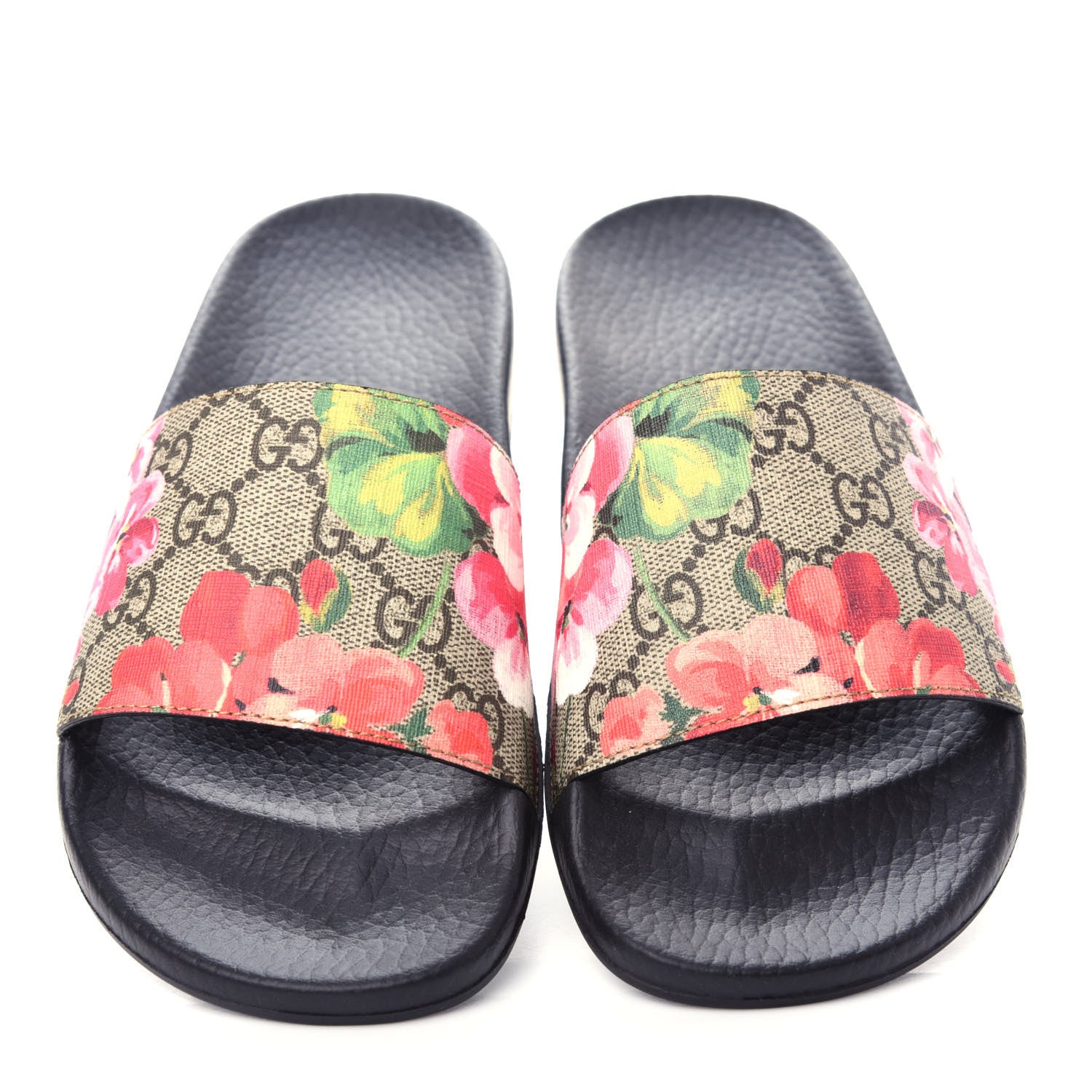 Gucci GG Supreme Monogram Blooms Slide Sandals 36 Beige Multicolor 5 of 10