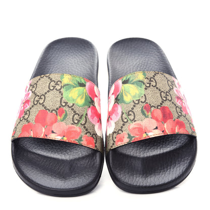 Gucci GG Supreme Monogram Blooms Slide Sandals 36 Beige Multicolor 5 of 10
