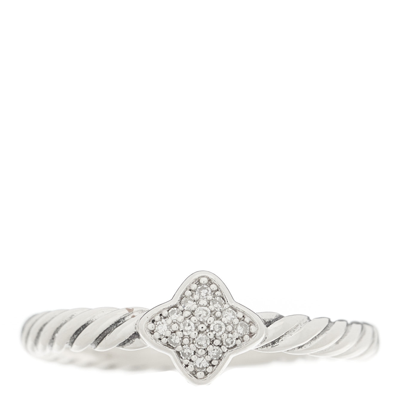 Sterling Silver Diamond Quatrefoil Ring 52 6