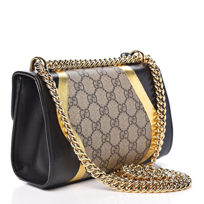 Gucci Calfskin GG Supreme Monogram Small Padlock Shoulder Bag Black Gold 3 of 19