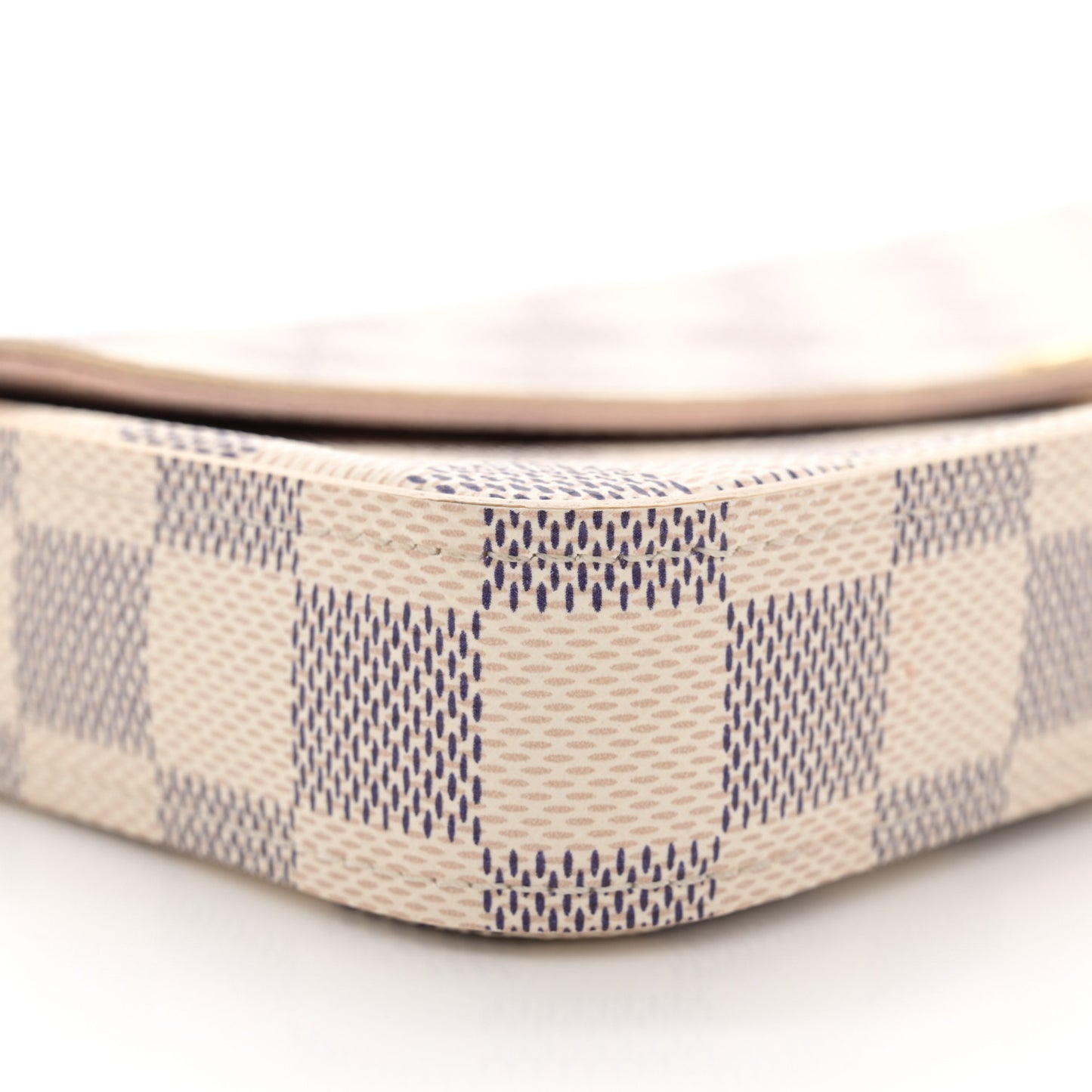 Damier Azur Pochette Felicie Chain Wallet Rose Ballerine