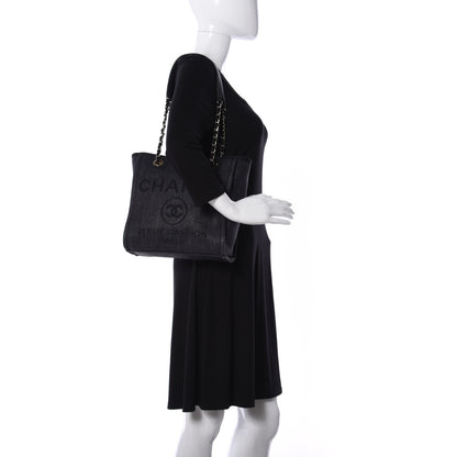 Chanel Mixed Fibers Calfskin Mini Deauville Tote Black 2 of 8