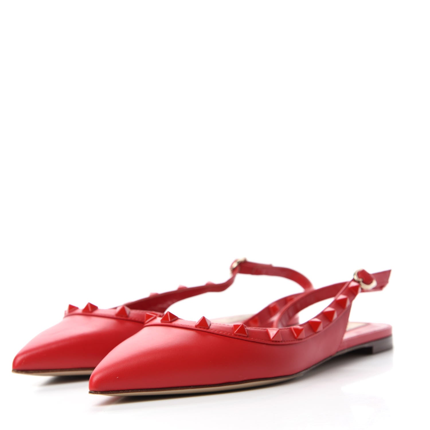 Valentino Garavani Nappa Monochrome Rockstud Slingback Flats 37 Rosso Valentino 3 of 9