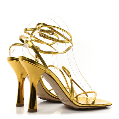 Bottega Veneta Laminated Calfskin The Line 90mm Sandals 36.5 Gold 5 of 9