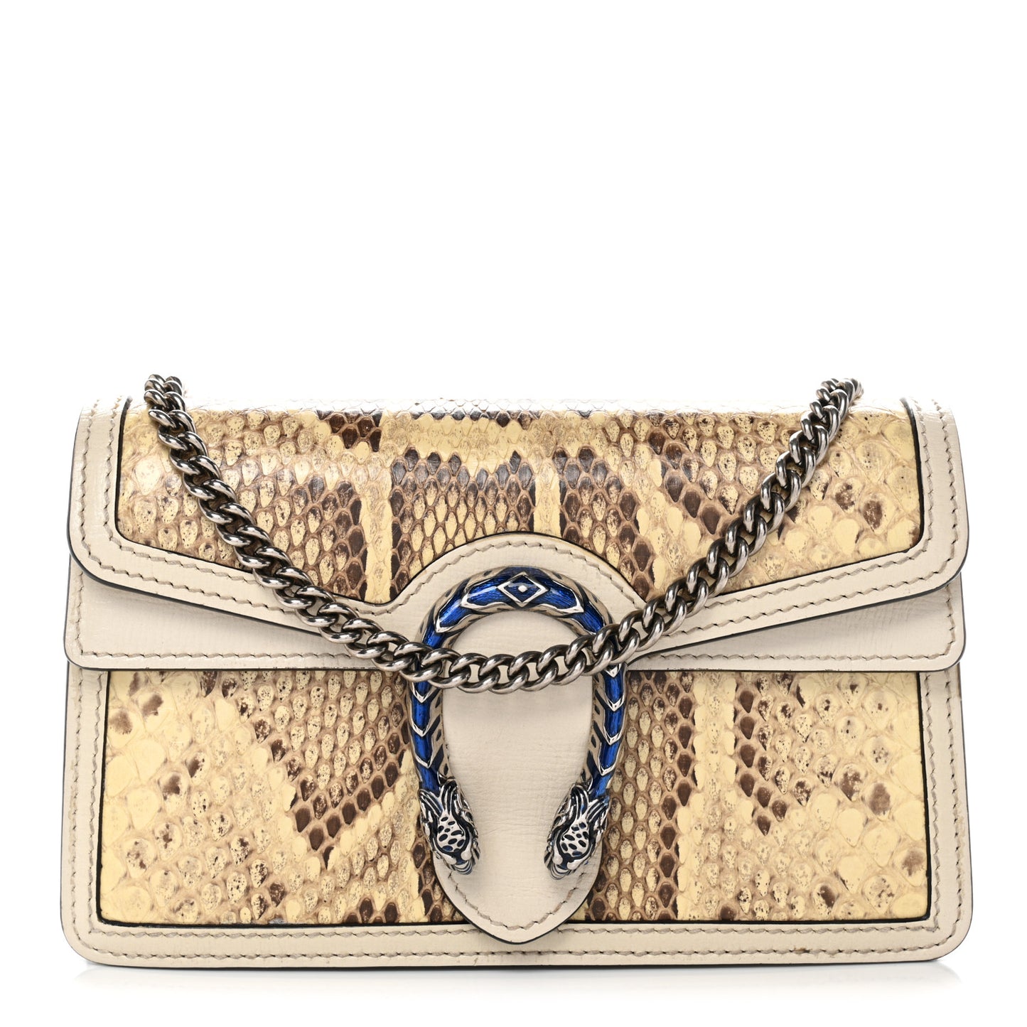 Snakeskin Azalea Calfskin Enamel Super Mini Dionysus Shoulder Bag New Rock White Electric Blue