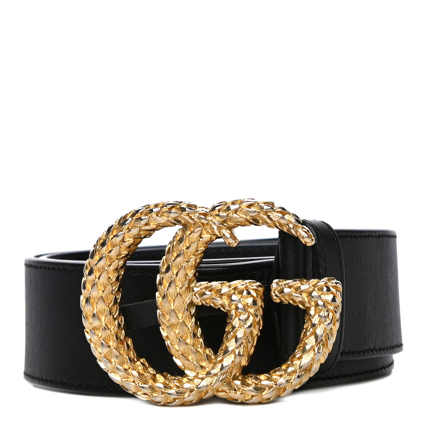 Moon Calfskin Scales Double G 40mm Belt 85 34 Black