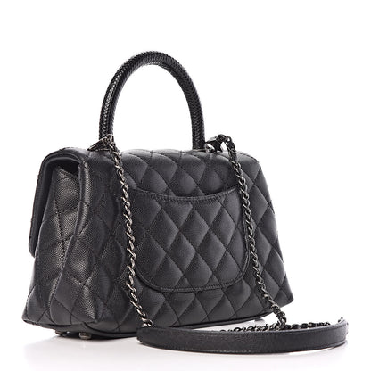 Chanel Caviar Lizard Quilted Mini Coco Handle Flap Black 3 of 9