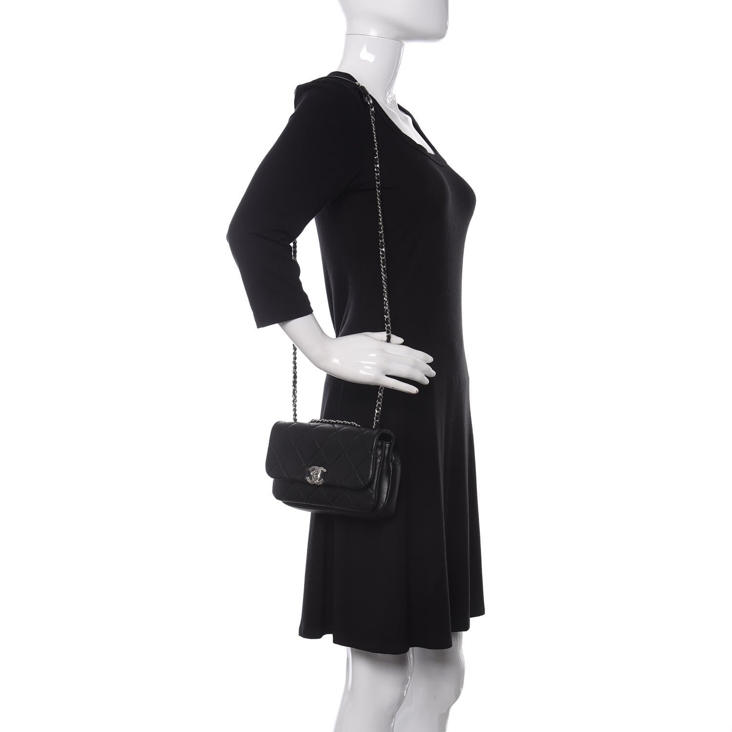 Chanel Lambskin Quilted CC Flap Black 2 of 12
