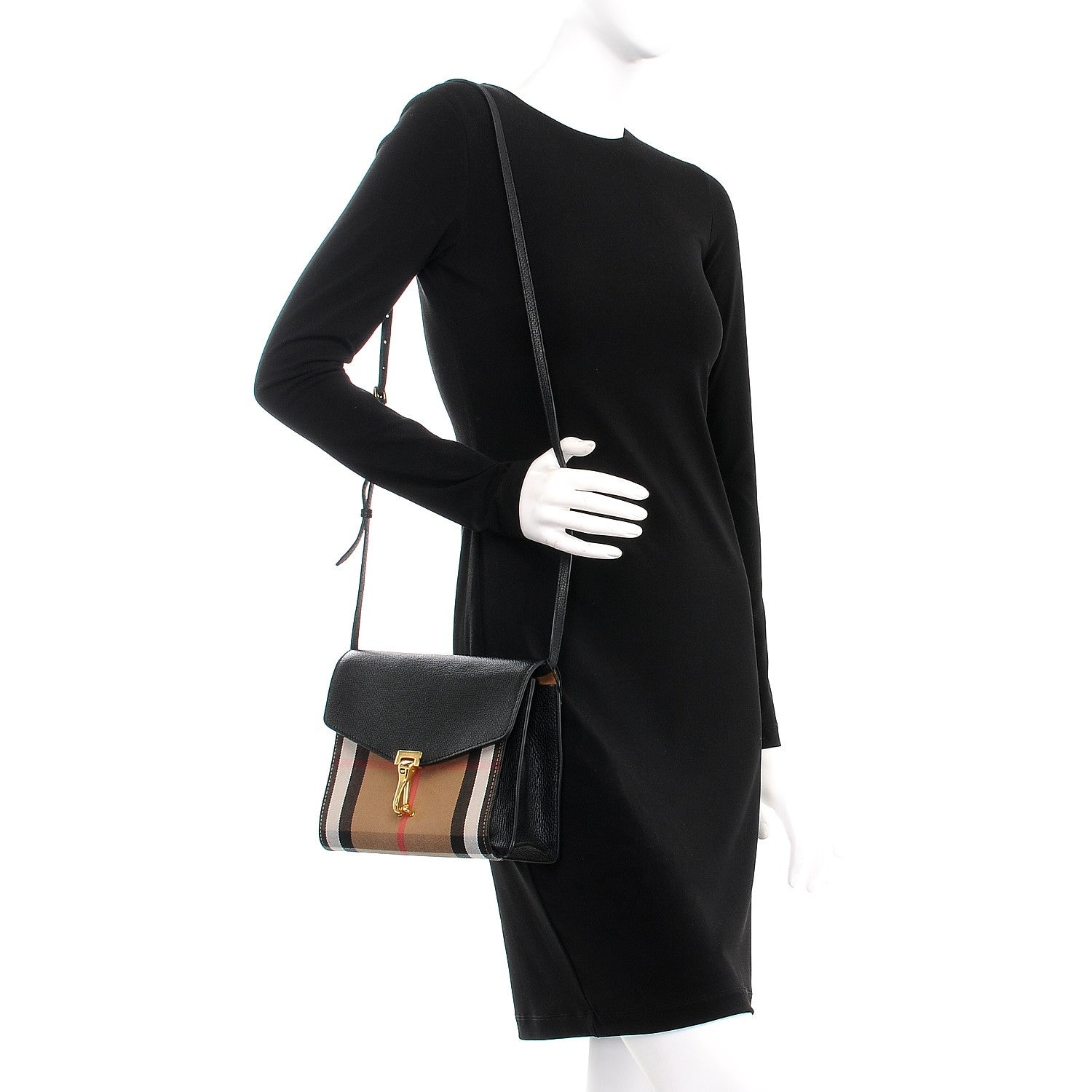 Burberry Derby Calfskin House Check Small Macken Crossbody Bag Black 2 of 7