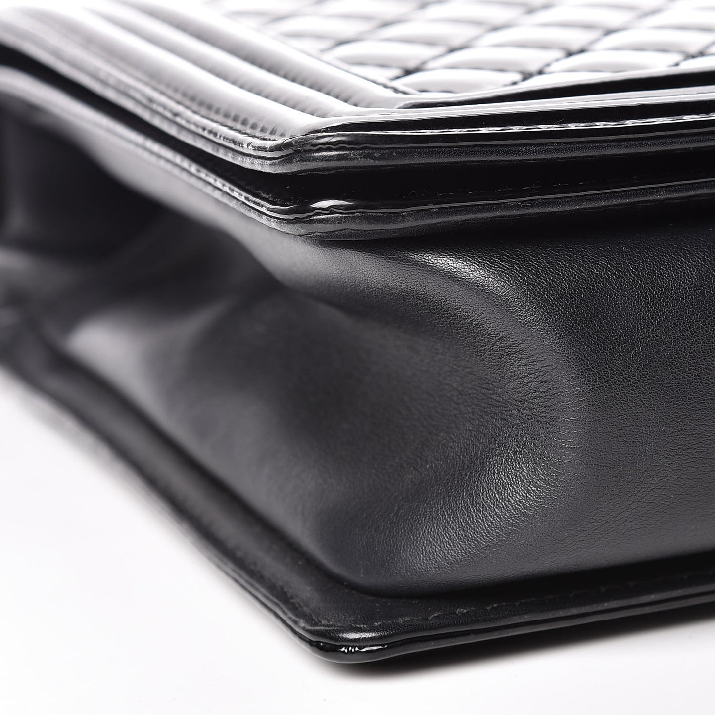 Patent Quilted Large Boy Flap Black