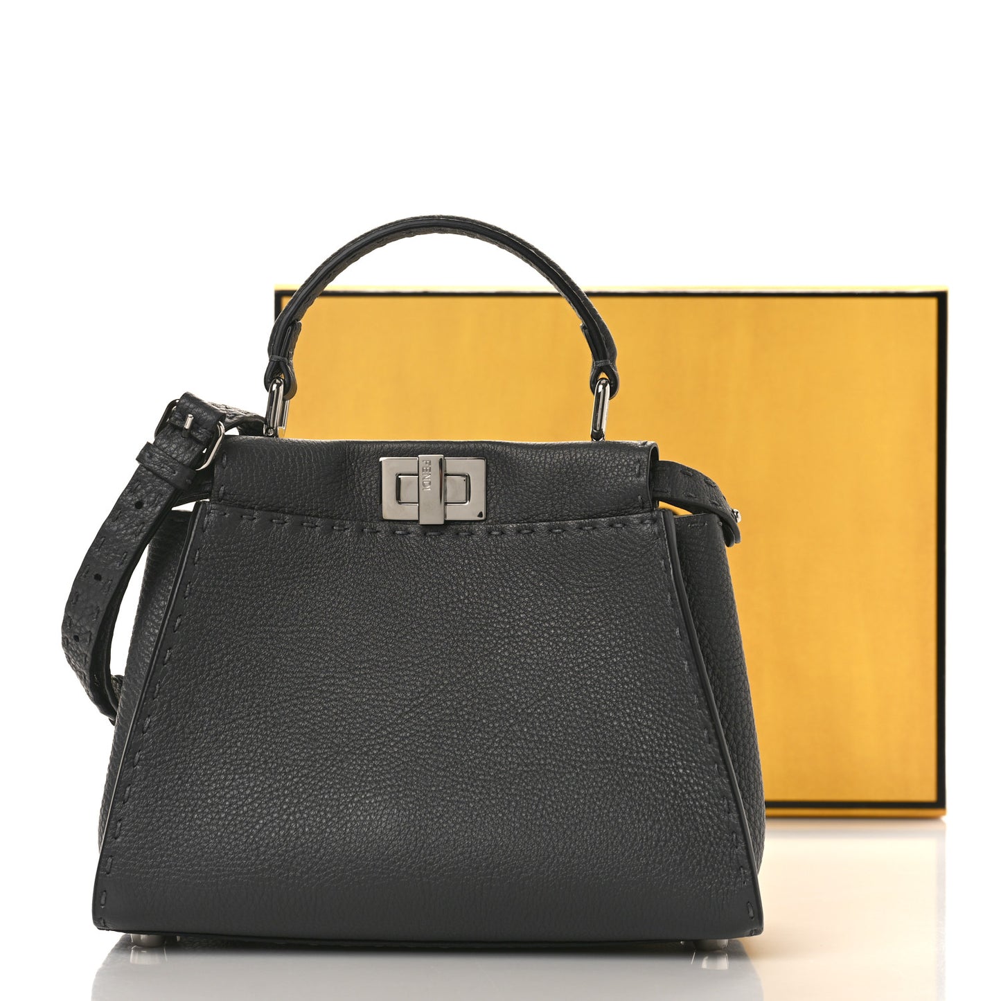 Cuoio Romano Selleria Bi-Color Mini Peekaboo Iconic Satchel Asfalto Latte